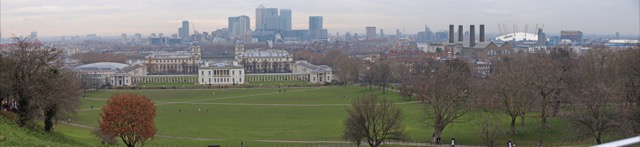 Utsikt over London city fra Greenwich Royal Oberservatory.